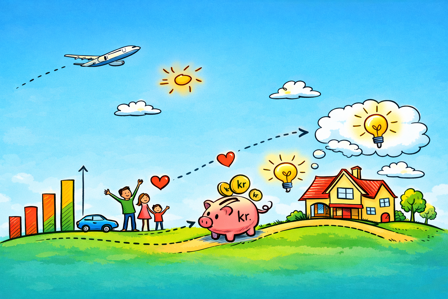 Overblik og drømme – illustration af LetsBudget